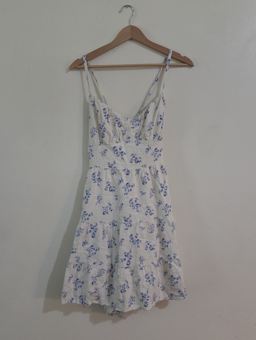 Hollister White and Blue Floral Mini Dress